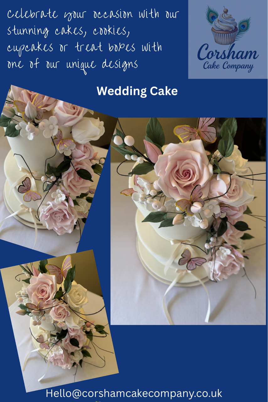 Butterflies & Roses Wedding Cake