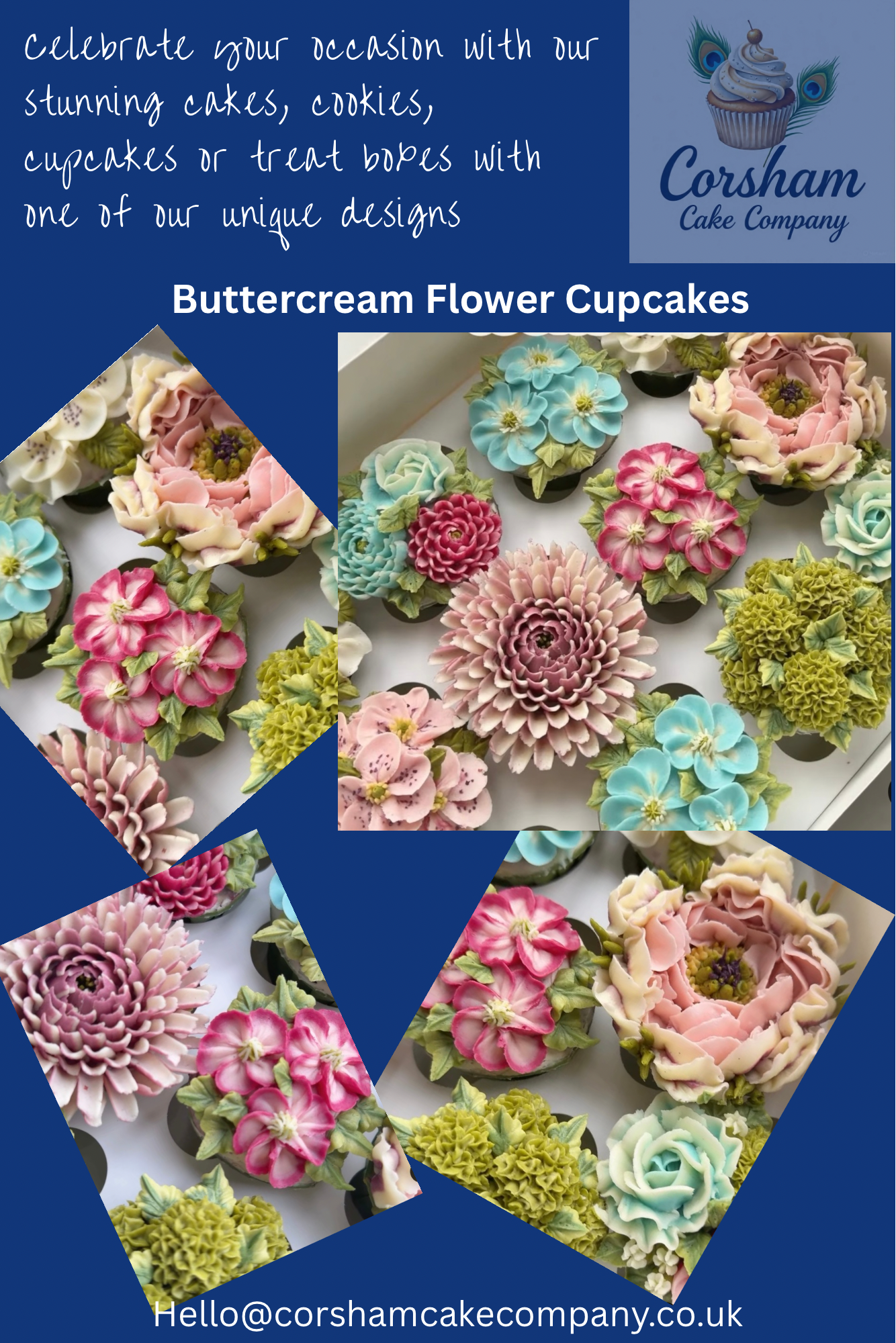 Elegant wedding cupcakes with floral decoration